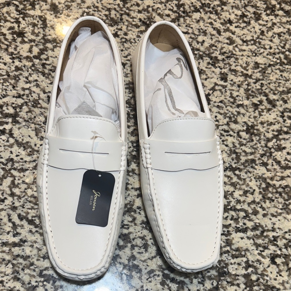 Jousen Milan Men's Classic White Loafers
